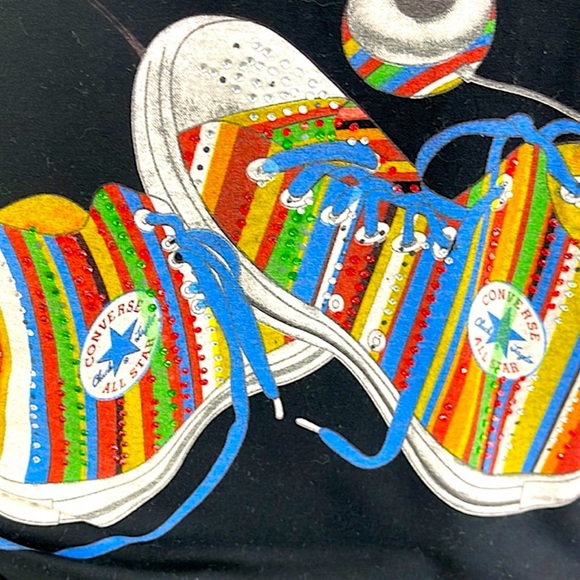 Paul Smith Women’s Black with Signature Stripe Rhinestone Chuck Taylor Tank Top - Picture 12 of 16